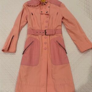 Catherine Malandrino Light Pink Leather and Canvas Trench Coat